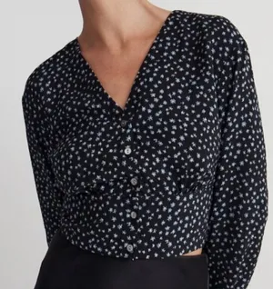 NWT Madewell Rosalind Floral Cropped Button Top L thumbnail 1