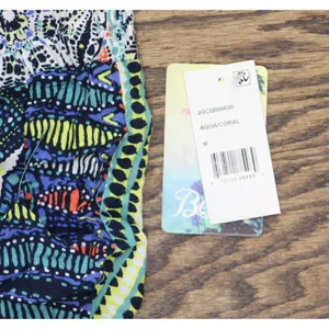 NWT Be Bop Printed Smocked-Waist Soft Shorts JGCQ006630 Aqua Blue / Coral M thumbnail 4