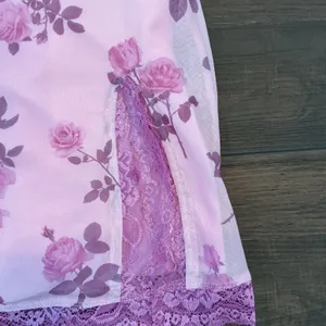 Motel Rocks Mini Dress Pink Floral Mesh Lace Trim Side Slit S thumbnail 2