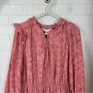 NWT Lauren Conrad Pink Textured Floral Dress Size XL thumbnail 3