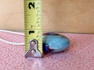 Handmade chunky large heart ceramic bead cute fairy boho whimsy necklace🩵 thumbnail 9