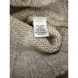 Banana Republic Womens Small Beige‎ Lambswool Cashmere V-Neck Cable Knit Sweater thumbnail 8