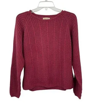 Vintage St Johns Bay Sweater Womens L Used Red Knit thumbnail 1