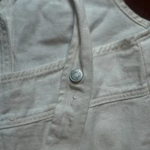 Davi & Dani White Button Front Pinafore Overall Dress Medium thumbnail 5