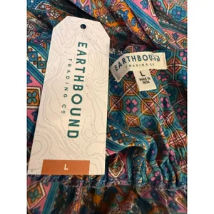 Earthbound Trading Paisley romper Blue Orange Pink Large boho floral whimsigoth thumbnail 8