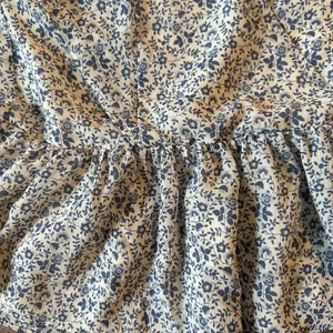 Madewell Blue and White Flutter Sleeve Wrap Blouse thumbnail 2