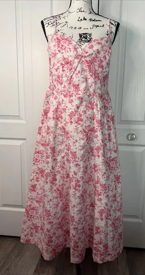 Altar'd State White Maxi Dress with Pink Floral Print thumbnail 1