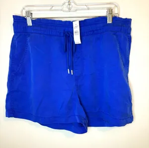 NWT LOFT Cobalt Blue Lyocell Pull On Drawstring Shorts Large thumbnail 1