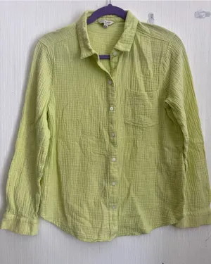 Lucky Brand Lime Green Button-Down Gauze Shirt thumbnail 1