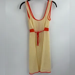 Vintage y2k sears 60s sheer nightgown yellow trim retro 70s dress 32-34 small thumbnail 7
