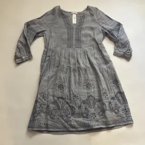 S Tommy Bahama ST. LUCIA SPLIT NECK LINEN-BLEND MINI DRESS IN BLUE thumbnail 2