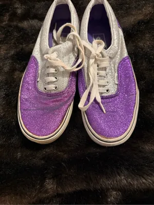 Vans OFF The Wall Shoes/Sneakers in Sparkle Glitter Purple & Silver Size 9.5 thumbnail 4