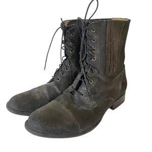 FRYE Women's Gray Lace Up Suede Combat Chelsea Boots Sz 9.5 B Almond Toe‎ thumbnail 3
