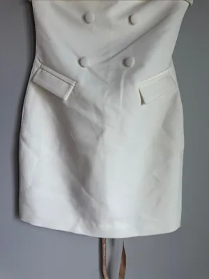 NEW Meshki Abbie Strapless Suiting Mini Dress - Ivory XS thumbnail 7