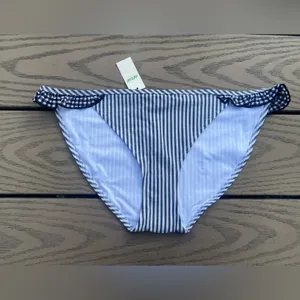 NWT aerie small gingham ruffle stripe bikini bottom swim bottom blue white thumbnail 1