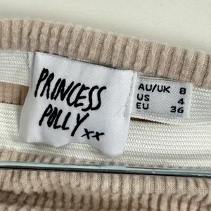 Princess Polly Beige Ribbed Lettuce Edge Exposed Seam Maxi Skirt US 4 thumbnail 7