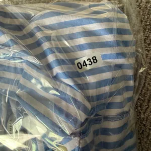 Free Assembly Blue White Striped Cotton Midi Shirt Dress D-Ring Belt L 12-14 thumbnail 10
