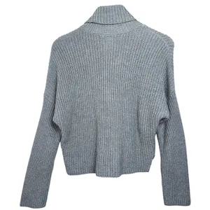 Abercrombie & Fitch Heather Gray Chunky Knit Cropped Turtleneck Sweater Size S thumbnail 3