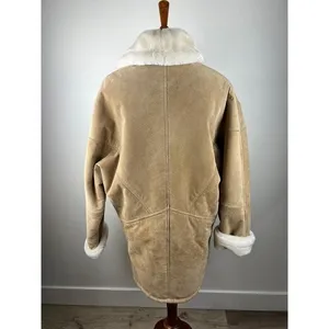 Vintage Wilsons Leather Suede & Faux Shearling Coat Penny Lane Y2K Tan M thumbnail 2