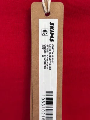 Skims Cotton Jersey Long Sleeve T- Shirt Cranberry M Brand New with Tags thumbnail 7