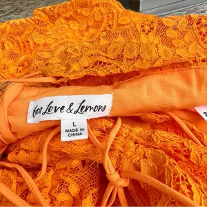 For Love And Lemons Bright Orange Jamie Lace Dress thumbnail 12