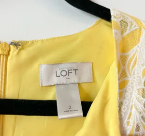 Loft Yellow Crochet Lace Sheath Sleeveless Summer Dress Size 2 NWOT thumbnail 4