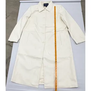 Scoop Faux Leather Trench Coat Cream Off White Longline Button Jacket L DIRTY thumbnail 3