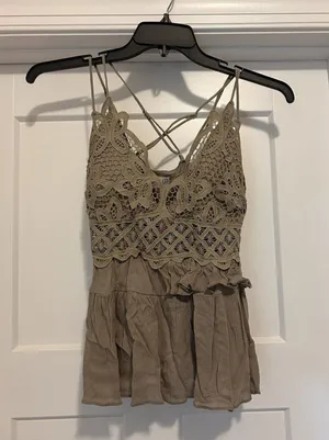 Sept & Co Boutique Women’s Size Small Bralette Lace Cami Camisole Top Khaki thumbnail 1