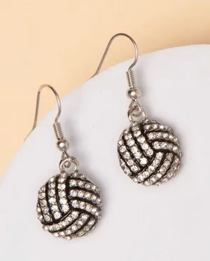 Game Day Crystal Pavé Dangle Earrings-Volleyball thumbnail 1