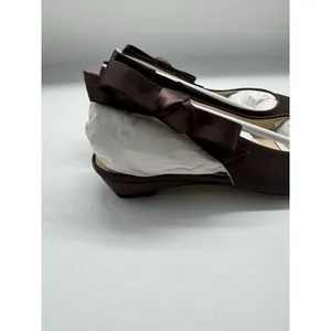 NWB Tuckernuck Satin Olivia Slingback Square Toe Flats Brown Bow Detail Size 6 thumbnail 6