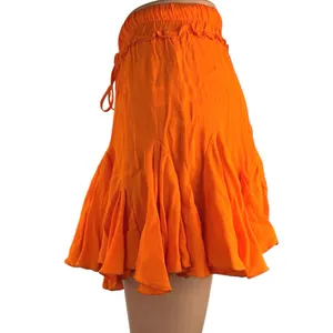 Gab & Kate Olivaceous Orange Elastic Waist Flowy Flare Mini A-Line Skirt Size S thumbnail 2
