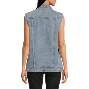 NWT Amanda Uprichard Greyson Denim Vest Rhinestone Button Sleeveless XS $180‎ thumbnail 3
