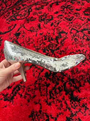 Silver Vintage Sequin Heels Size 10 thumbnail 7