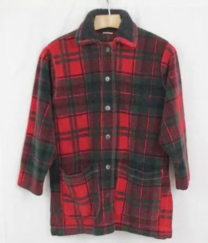 Vintage LL Bean USA Made Plaid Fleece Chore Jacket Ladies' Large thumbnail 1