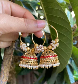 Golden Hoop Earrings Gold thumbnail 1