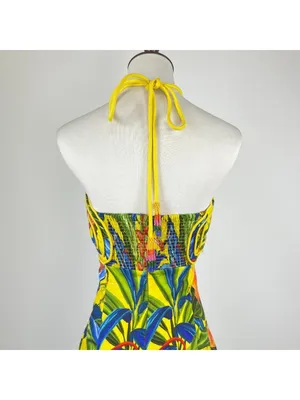 NWOT Farm Rio Bright Nature Linen Halter Mini Dress Size XS thumbnail 9