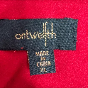 OnTwelfth Coat Women Size XL Red Puff Shoulder Sleeve Belted‎ Trench Long Cherry thumbnail 10
