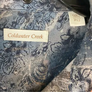 Coldwater Creek Navy and Gray Floral Paisley Beaded Long Sleeve Jacket Size 12P thumbnail 4