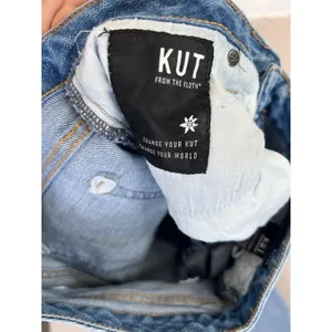 KUT From The Kloth Reese Jeans Sz 8 Light Wash High Waist Distressed Button Fly thumbnail 11