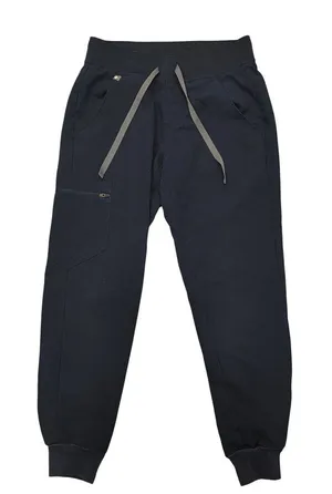 Figs Navy Blue Jogger Scrub Pants XS petite Drawstring Waist Pockets small flaw thumbnail 1