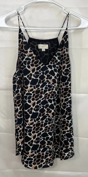 LOFT‎ women's leopard animal print v-neck loose relaxed lined blouse tank top M thumbnail 1