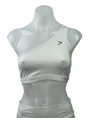 Gymshark White One-shoulder Sleeveless ActiveWorkout Sports Bra Crop Tank Top S thumbnail 1