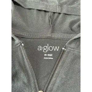 EUC Womens A:GLOW maternity 1/4 quarter zip hooded stretch pullover black size M thumbnail 2