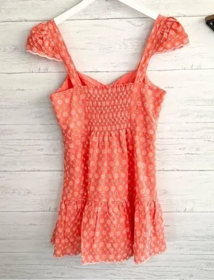 Betsey Johnson Ditsy EYELET BUSTIER MINI DRESS Coral Pink NWT size small thumbnail 7