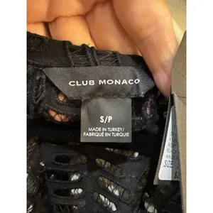 CLUB MONACO Dress Black V Neck Eyelet Balloon Sleeve Peasant Size Small‎ thumbnail 7