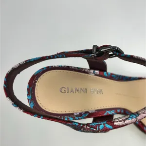 Gianni Bini Mckaria Jacquard Floral Block Heel Sandals Burgundy Blue 7.5 Wedding thumbnail 10