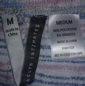 Jaclyn Intimates M Heatherd & Striped Pajama Set in Blue Pink thumbnail 3
