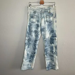 True People New York Vintage retro Denim Pants Tie-Dye y2k low rise Cargo Jeans thumbnail 10