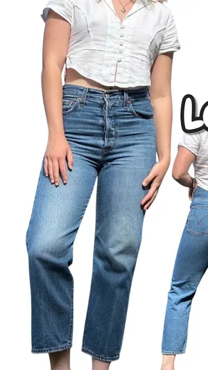 Levis Ribcage Straight Ankle Jeans Womens 27 Blue High Rise Denim A36 thumbnail 1