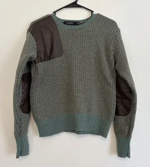Lauren Ralph Lauren Women's Faux Leather Trim Wool Blend Sweater Equestrian‎ SP thumbnail 1